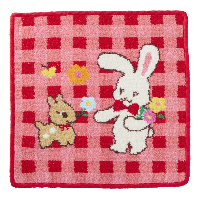 MIKI HOUSE CHIECO SAKU 雪尼爾織 Chieco 最愛圖案 方巾 25×25cm 雙面圖案 紅色
