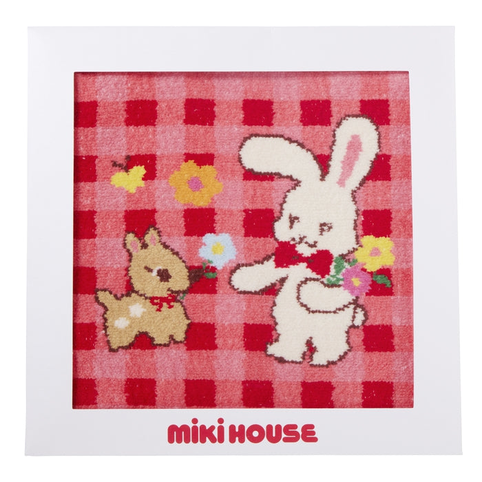 MIKI HOUSE CHIECO SAKU 雪尼爾織 Chieco 最愛圖案 方巾 25×25cm 雙面圖案 紅色