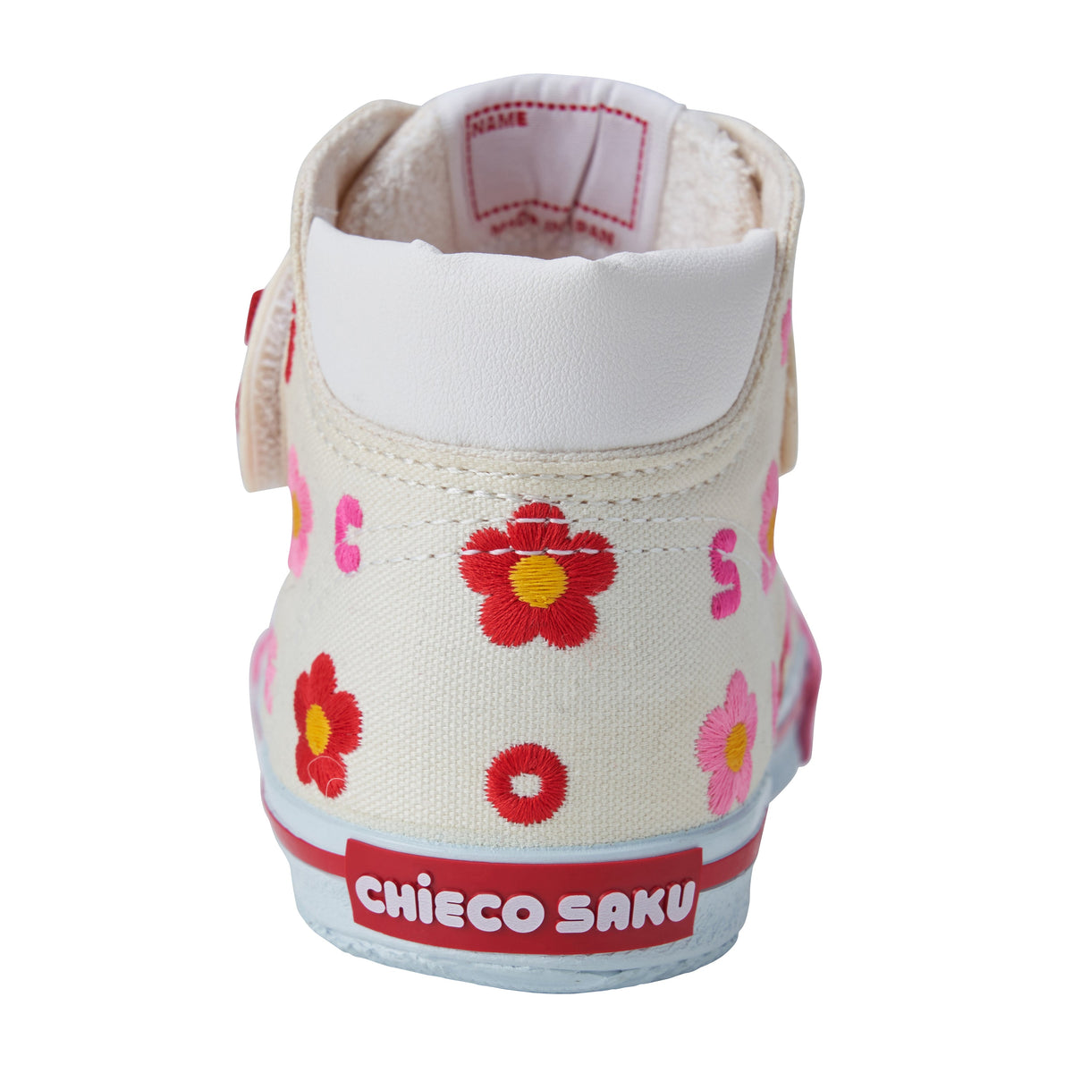 【日本製】MIKI HOUSE CHIECO SAKU 花朵刺繡第二階段學行鞋 帆布／丹寧 毛巾布內裡 幼兒BB鞋