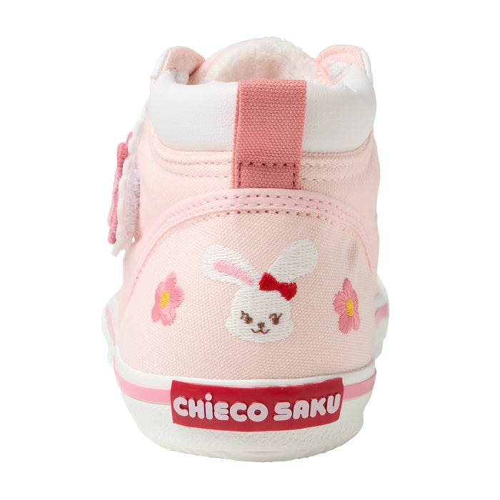 【日本製】MIKI HOUSE CHIECO SAKU 素描風系列 花朵刺繡兒童鞋 粉紅色 扇貝鞋頭 女童鞋