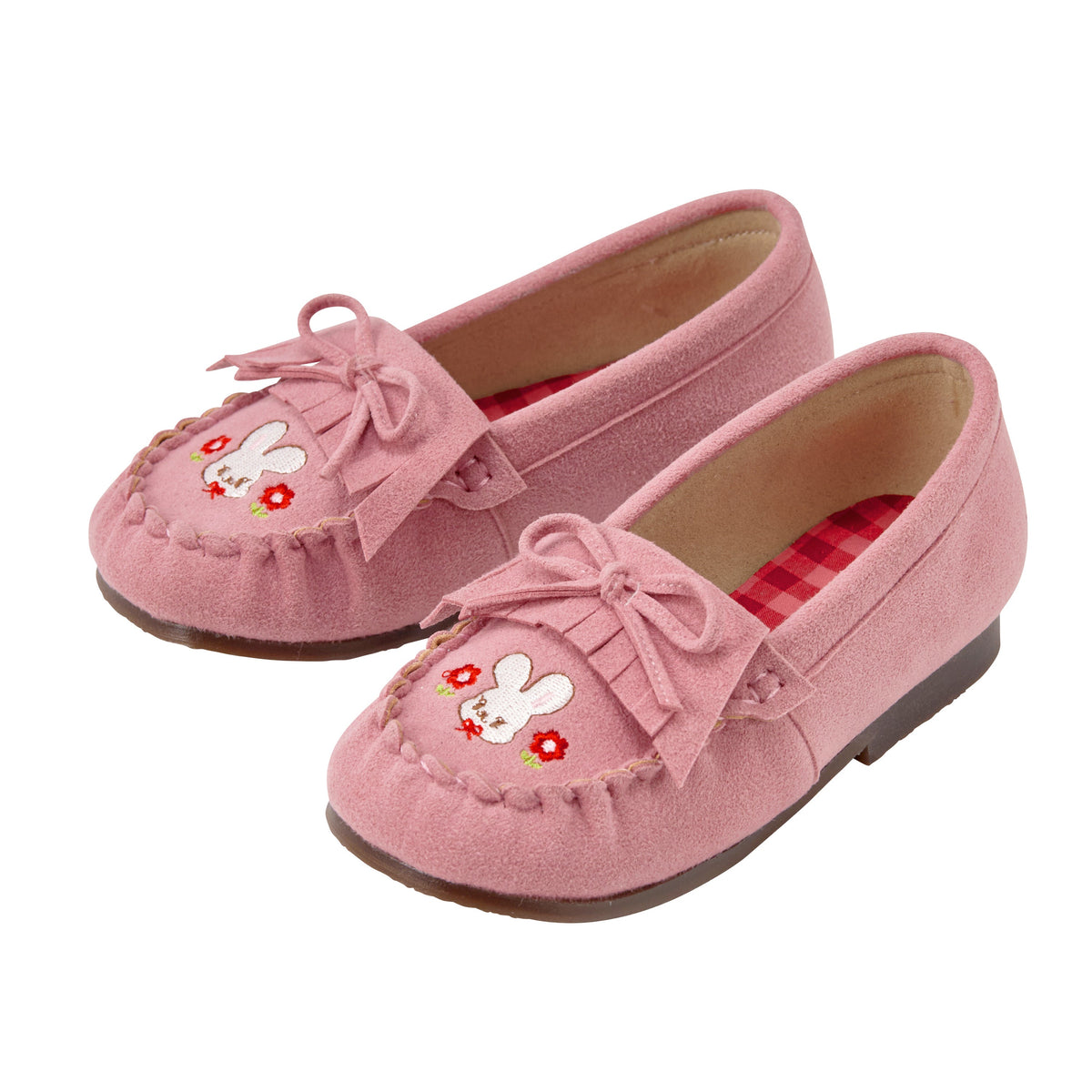 【日本製】MIKI HOUSE CHIECO SAKU 仿磨砂皮莫卡辛鞋 Chieco花朵刺繡 霧粉紅 女童鞋