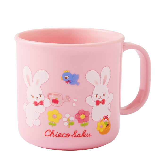 【日本製】MIKI HOUSE CHIECO SAKU Chieco 小花 青鳥 兒童水杯 200ml 可微波 可洗碗機 附姓名貼 粉紅色