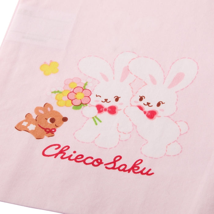 【日本製】MIKI HOUSE CHIECO SAKU Chieco 小花 純棉水杯袋 索繩小袋 返學收納 附名牌 粉紅色