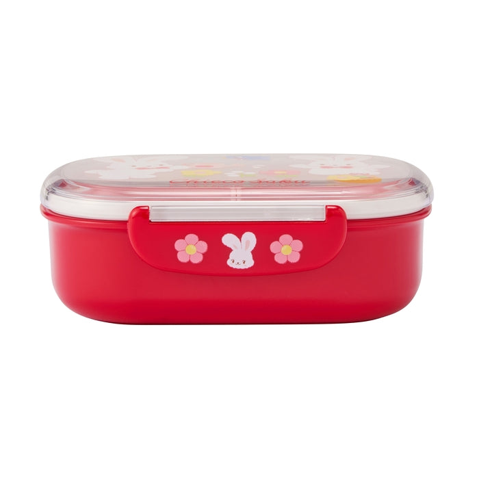 【日本製】MIKI HOUSE CHIECO SAKU Chieco 小花 青鳥 兩邊扣便當盒 360ml 密封膠圈 可微波 可洗碗機 紅色