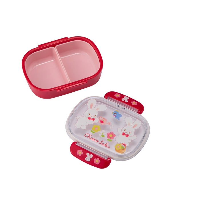 【日本製】MIKI HOUSE CHIECO SAKU Chieco 小花 青鳥 兩邊扣便當盒 360ml 密封膠圈 可微波 可洗碗機 紅色