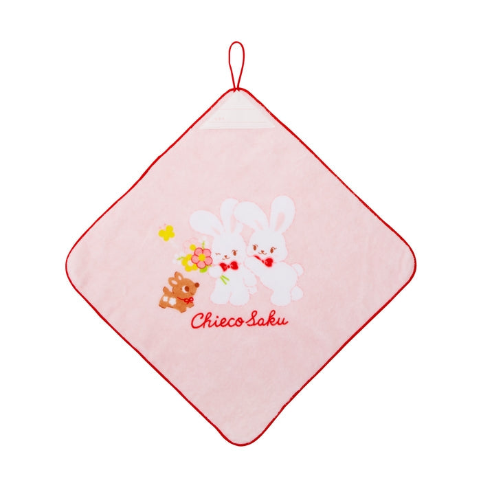 【日本製】MIKI HOUSE CHIECO SAKU 抗菌抗病毒 掛環毛巾 純棉 33cm 返學必備 粉紅色