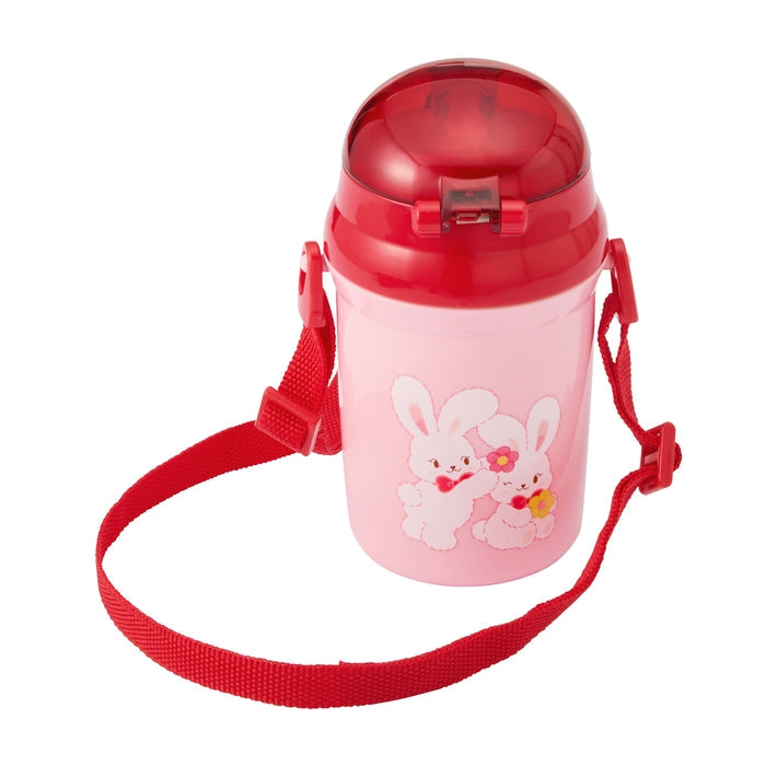 【日本製】MIKI HOUSE CHIECO SAKU 一按彈出吸管水壺 340ml 可拆肩帶 可洗碗機 紅色