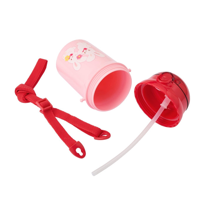 【日本製】MIKI HOUSE CHIECO SAKU 一按彈出吸管水壺 340ml 可拆肩帶 可洗碗機 紅色