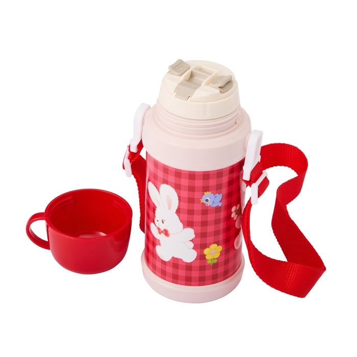 MIKI HOUSE CHIECO SAKU 兩用不銹鋼保溫水壺 直飲540ml／600ml 杯飲 雙層真空 附肩帶 紅色