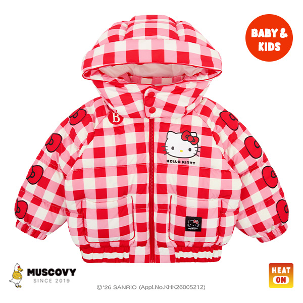 【韓國品牌／中國製】Bebedepino Hello Kitty 滿版格子羽絨外套 BP64DW711