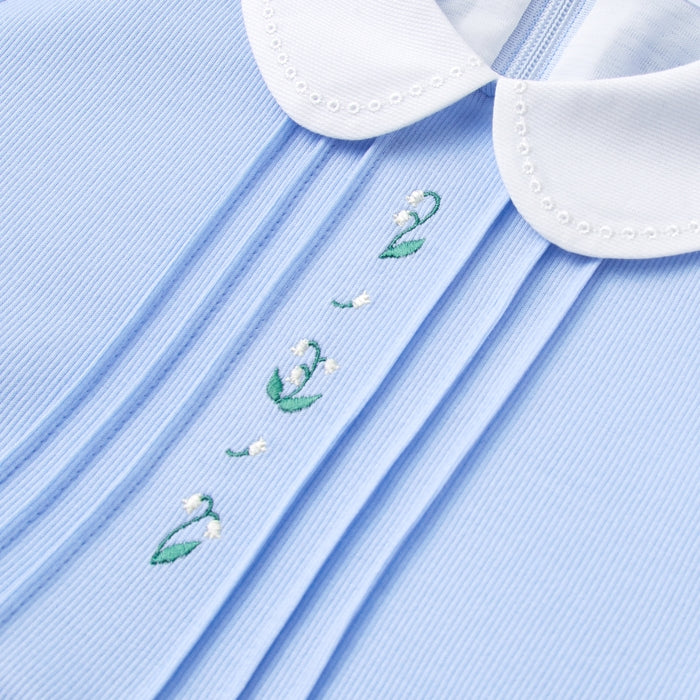 【日本製】MIKI HOUSE 鈴蘭刺繡 珠地 短袖連身裙 面試 補習