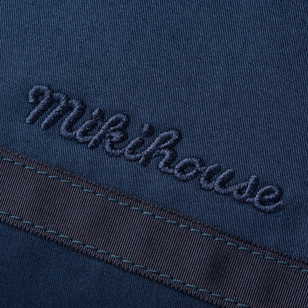 【日本製】MIKI HOUSE FORMAL 斜紋布 鞋袋 刺繡Logo 真絲飾帶 附姓名牌 面試 入學 深藍色
