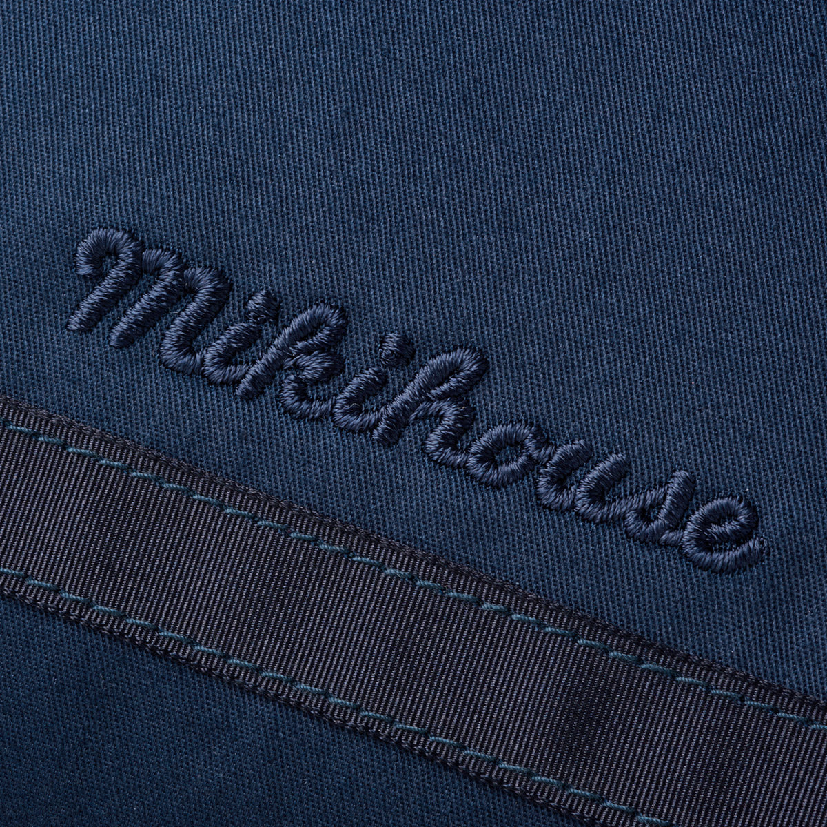 【日本製】MIKI HOUSE FORMAL 斜紋布 鞋袋 刺繡Logo 真絲飾帶 附姓名牌 面試 入學 深藍色