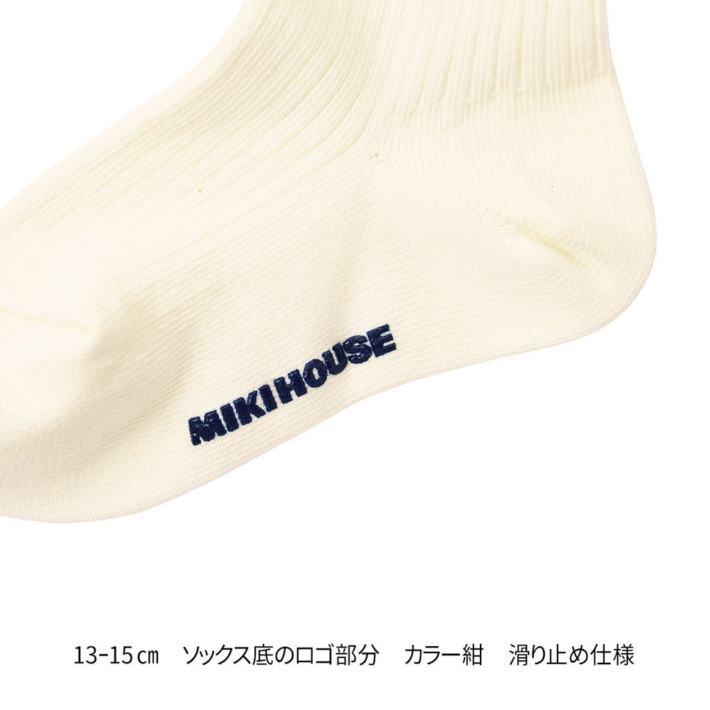 【日本製】MIKI HOUSE 徽章刺繡 正裝 兒童短襪 Y型腳踭 加固紗 3色