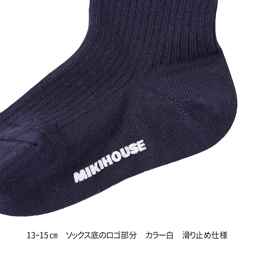 【日本製】MIKI HOUSE 徽章刺繡 正裝 兒童短襪 Y型腳踭 加固紗 3色