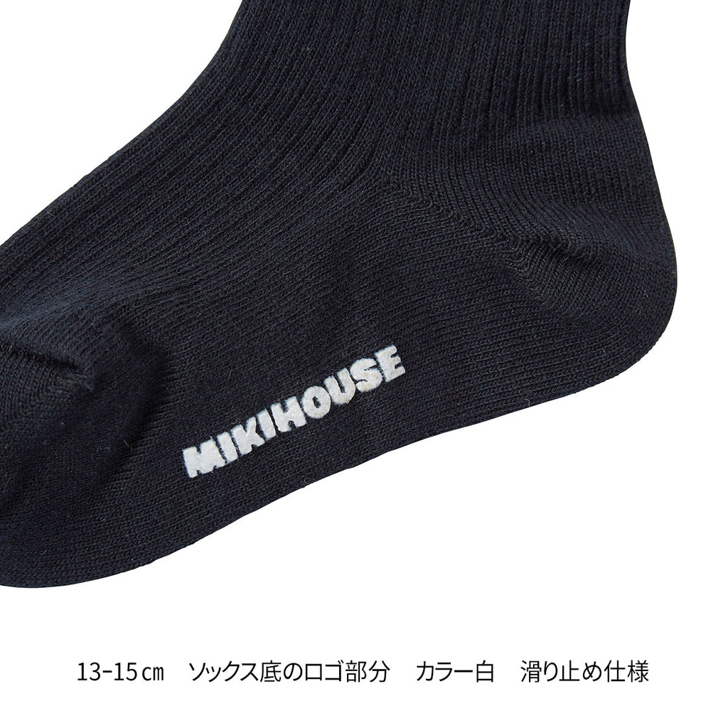 【日本製】MIKI HOUSE 徽章刺繡 正裝 兒童短襪 Y型腳踭 加固紗 3色