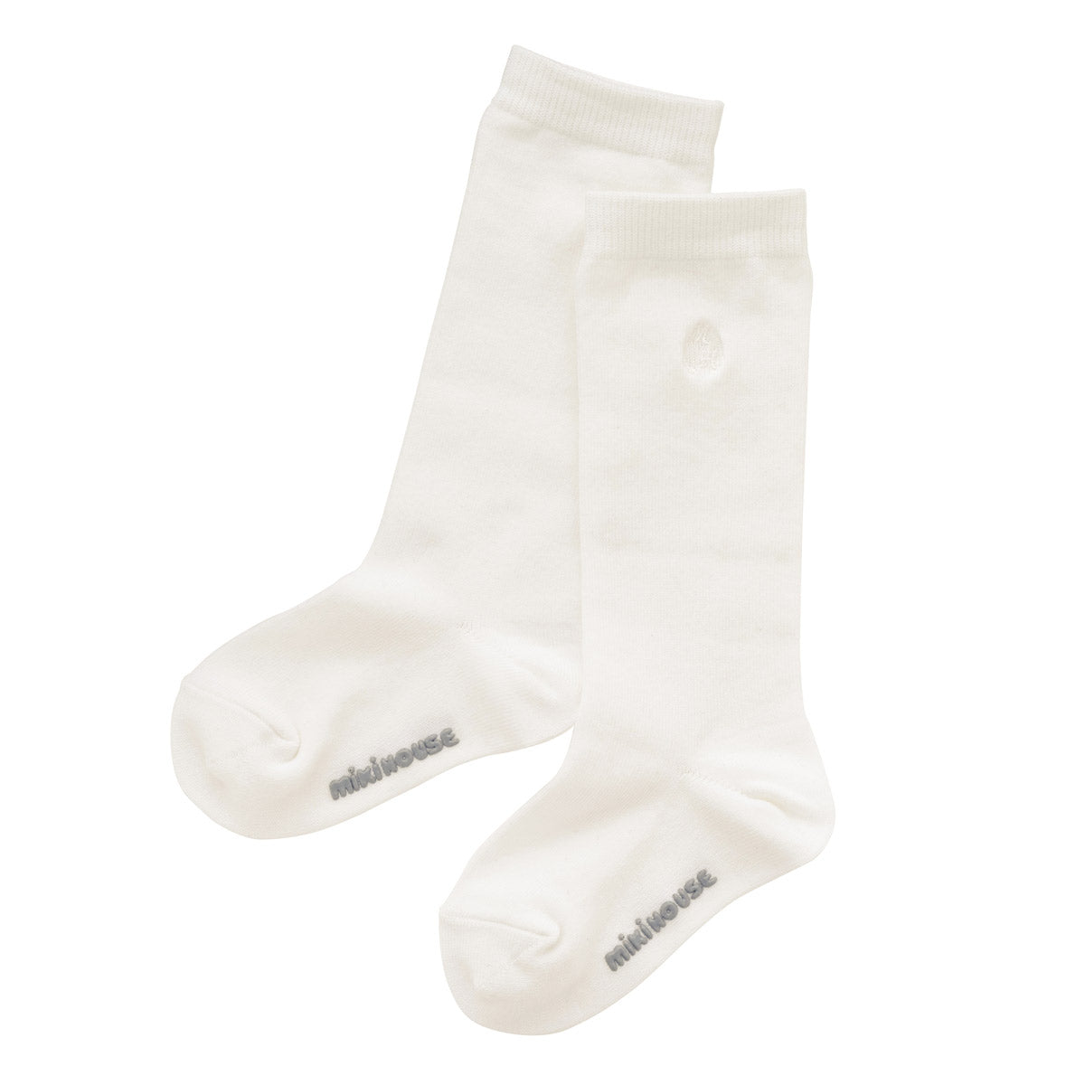 【日本製】MIKI HOUSE 同色Logo刺繡 正裝 兒童長筒襪 Y型腳踭 2色