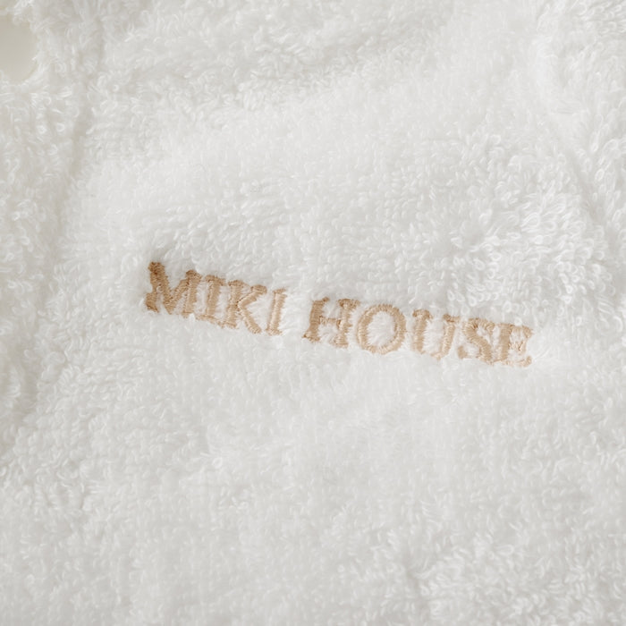 【日本製】MIKI HOUSE 小熊耳嬰兒浴袍（附禮盒） 白色