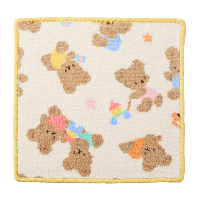 MIKI HOUSE 雪尼爾織 小熊 方巾 24×24cm 象牙白