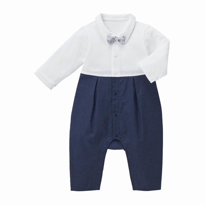 【日本製】MIKI HOUSE 禮服風 嬰兒正裝連身衣套裝 背心 煲呔 彌月送禮 2色