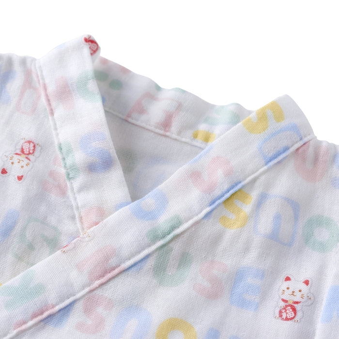 【日本製】MIKI HOUSE 招財貓 福達摩 嬰兒甚平連身衣 雙層紗布 2色