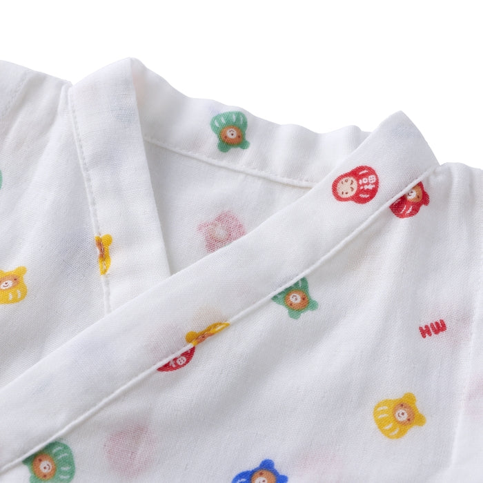 【日本製】MIKI HOUSE 招財貓 福達摩 嬰兒甚平連身衣 雙層紗布 2色