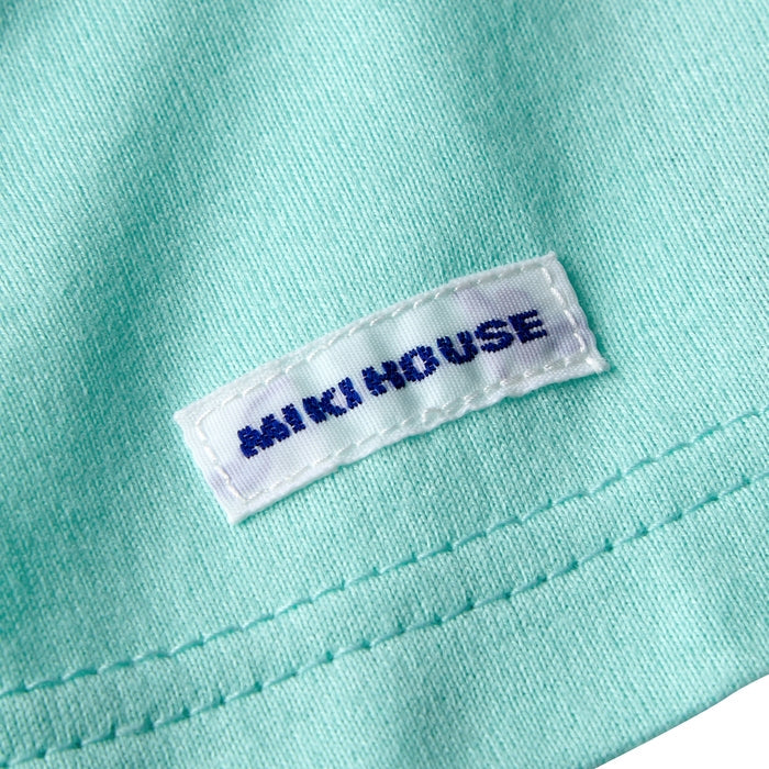 【日本製】MIKI HOUSE 短袖包屁衣及格紋紗布燈籠褲禮盒套裝 冰綠色