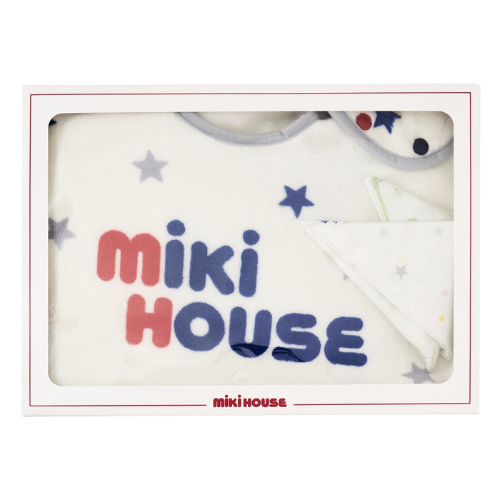 【日本製】MIKI HOUSE 長毛棉質睡袍及紗布手帕禮盒套裝 白色