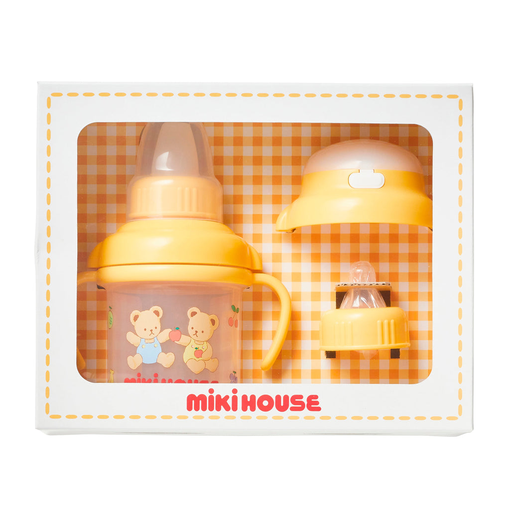 MIKI HOUSE 小熊水果圖案學飲杯套裝 白色