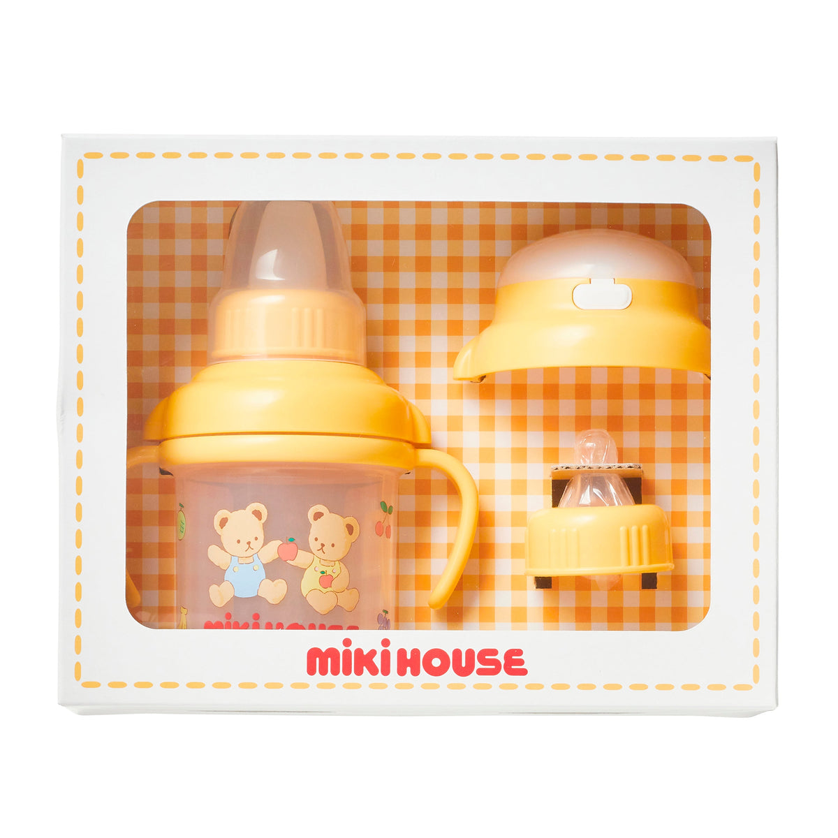 MIKI HOUSE 小熊水果圖案學飲杯套裝 白色