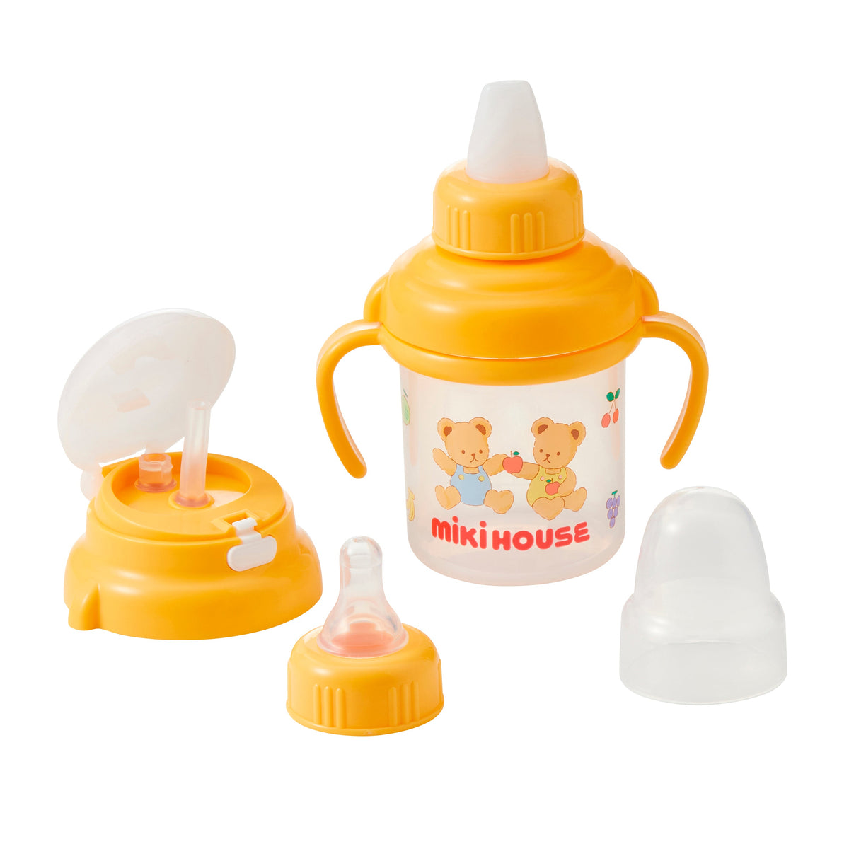MIKI HOUSE 小熊水果圖案學飲杯套裝 白色