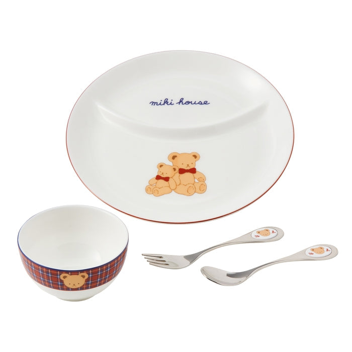 【日本製】MIKI HOUSE 骨瓷餐具禮盒4件套裝 白色