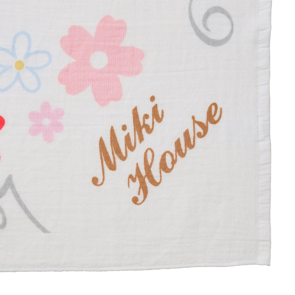 【日本製】MIKI HOUSE 月齡數字 嬰兒拍照 紗布浴巾 90×90cm 成長紀錄 彌月送禮 粉紅色