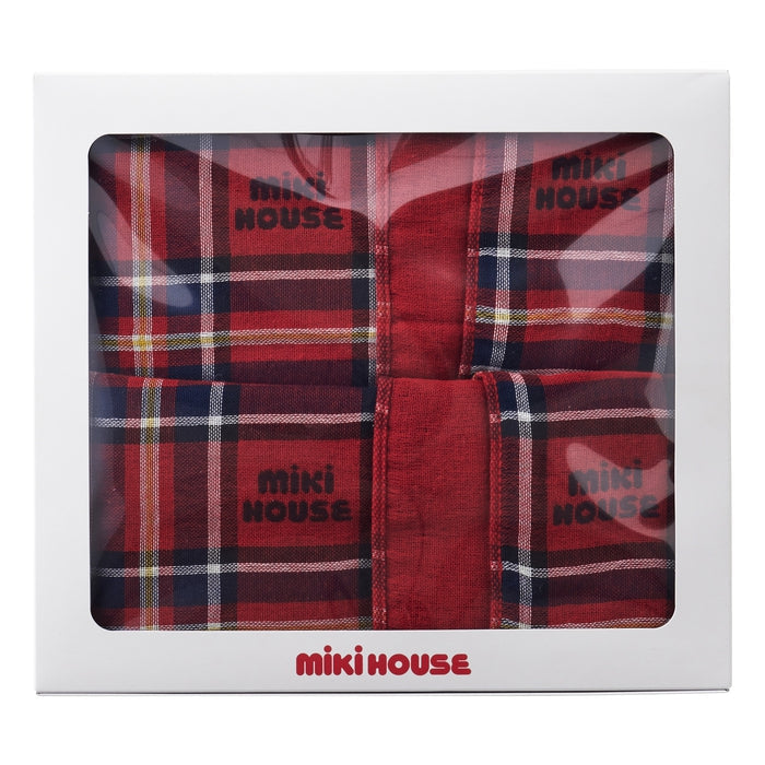 【日本製】MIKI HOUSE 格紋三層紗布多用途包巾（附禮盒） 2色