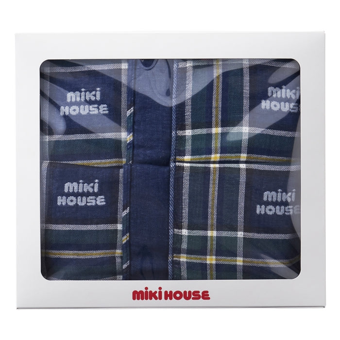 【日本製】MIKI HOUSE 格紋三層紗布多用途包巾（附禮盒） 2色