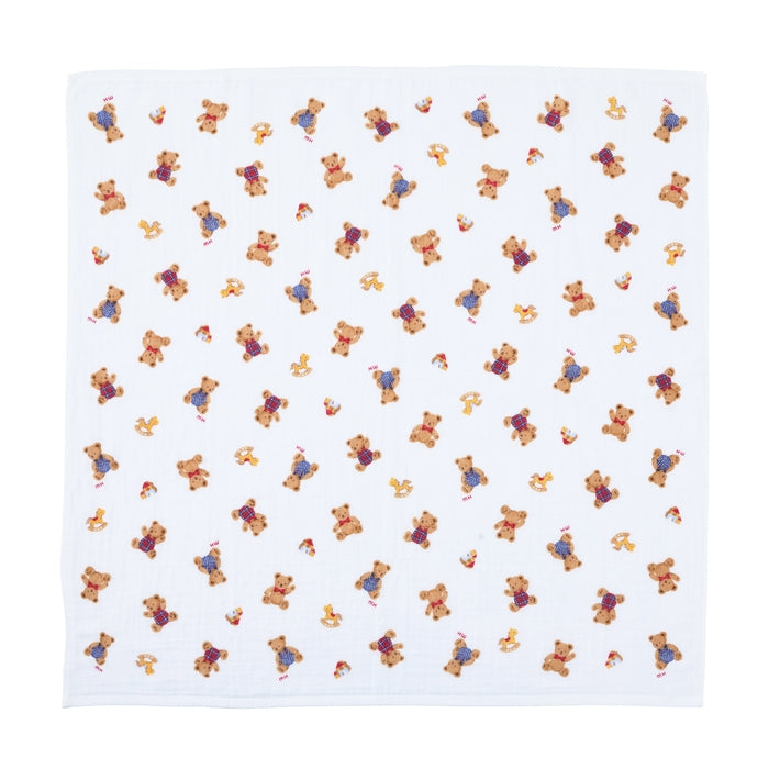 【日本製】MIKI HOUSE 小熊圖案 抗菌抗病毒 Pure Veil 紗布浴巾 90×90cm 彌月送禮 米色