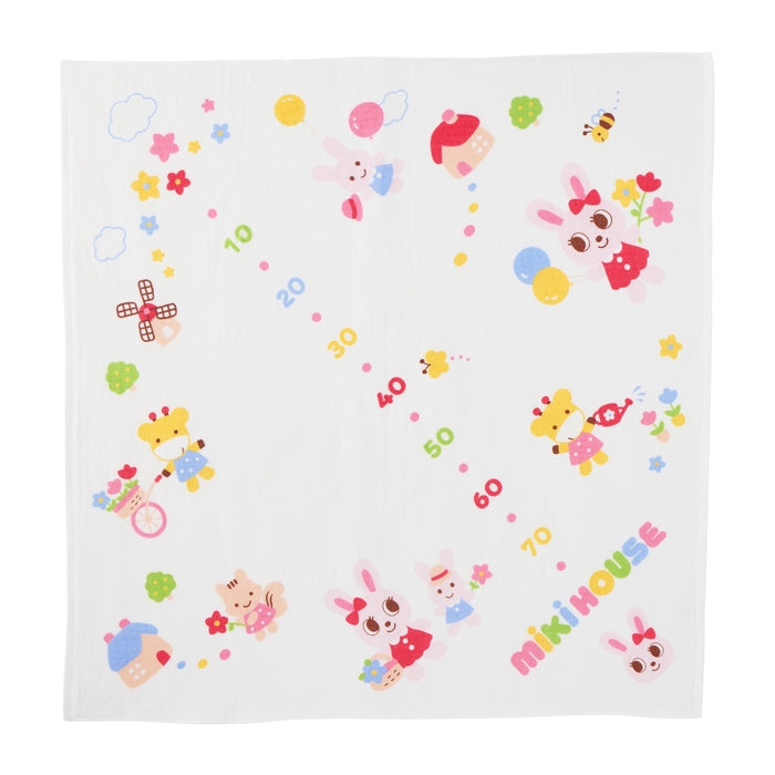 【日本製】MIKI HOUSE Puchi & Usako 身高尺 紗布浴巾 90×90cm 成長紀錄 彌月送禮 2色