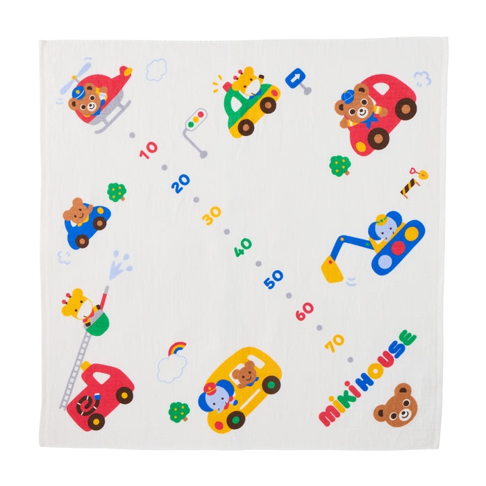 【日本製】MIKI HOUSE Puchi & Usako 身高尺 紗布浴巾 90×90cm 成長紀錄 彌月送禮 2色