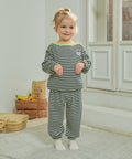 【韓國製】Rototo Bebe / 로토토베베 골지 條紋 보트넥 家居服 블랙 RO6ACLO02BK