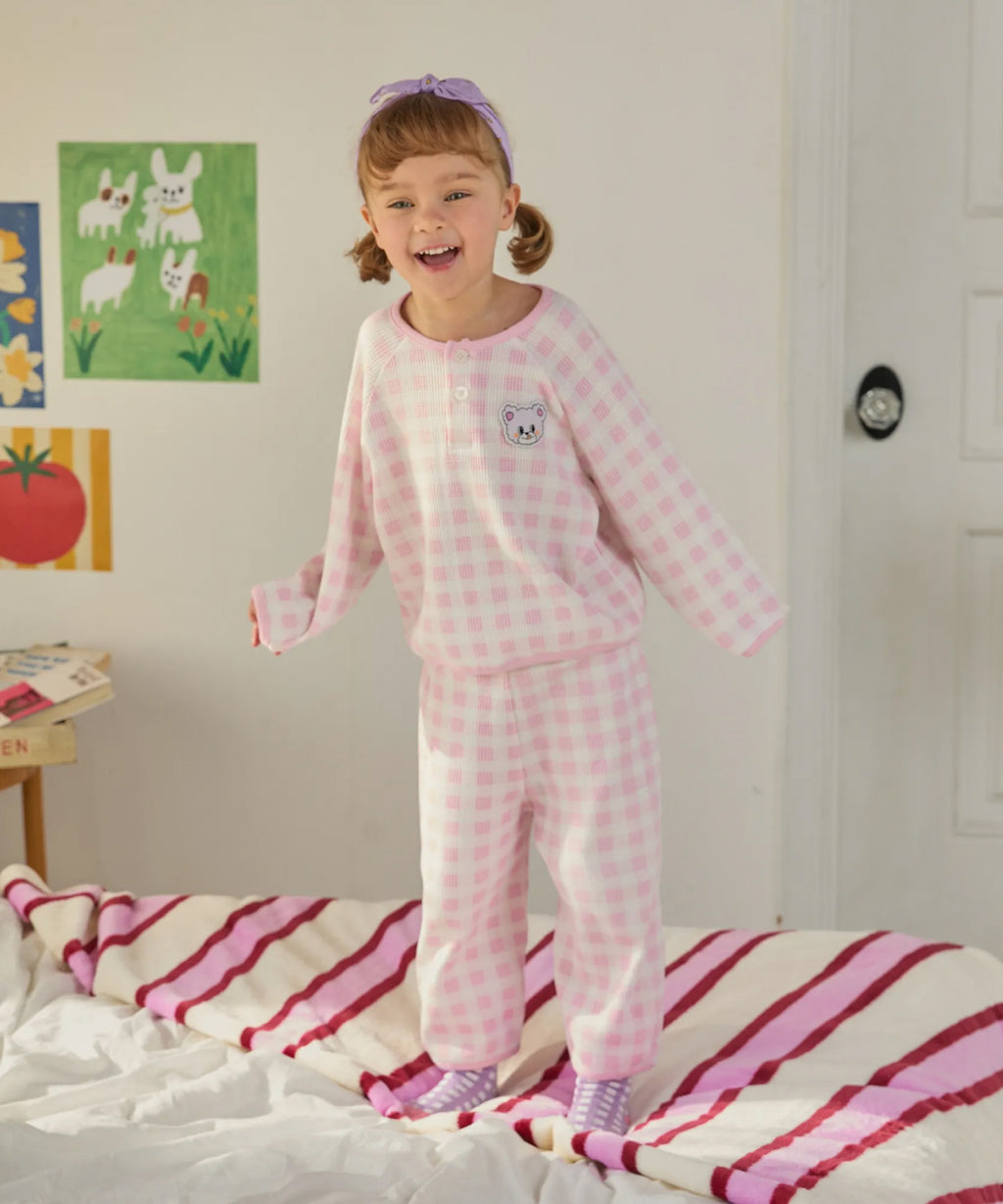 【韓國製】Rototo Bebe / 로토토베베 華夫格格子 家居服 라이트핑크 RO6ACLO05P1