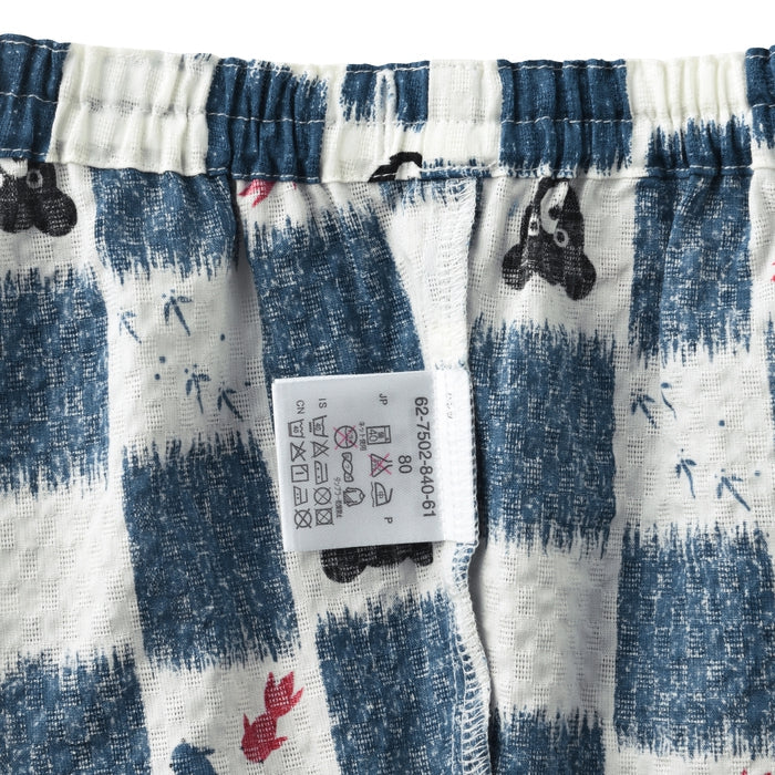 【日本製】MIKI HOUSE DOUBLE_B THE! JAPAN 格紋 黑熊 金魚 蜻蜓 甚平套裝 白色