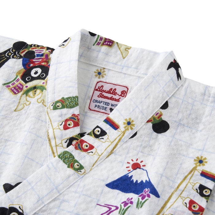 【日本製】MIKI HOUSE DOUBLE_B THE! JAPAN 鯉魚旗 頭盔 甚平套裝 白色
