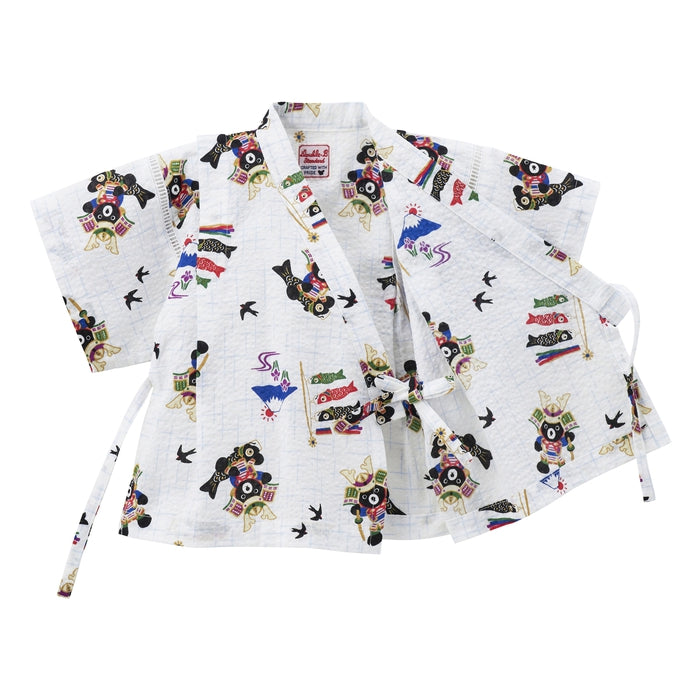 【日本製】MIKI HOUSE DOUBLE_B THE! JAPAN 鯉魚旗 頭盔 甚平套裝 白色