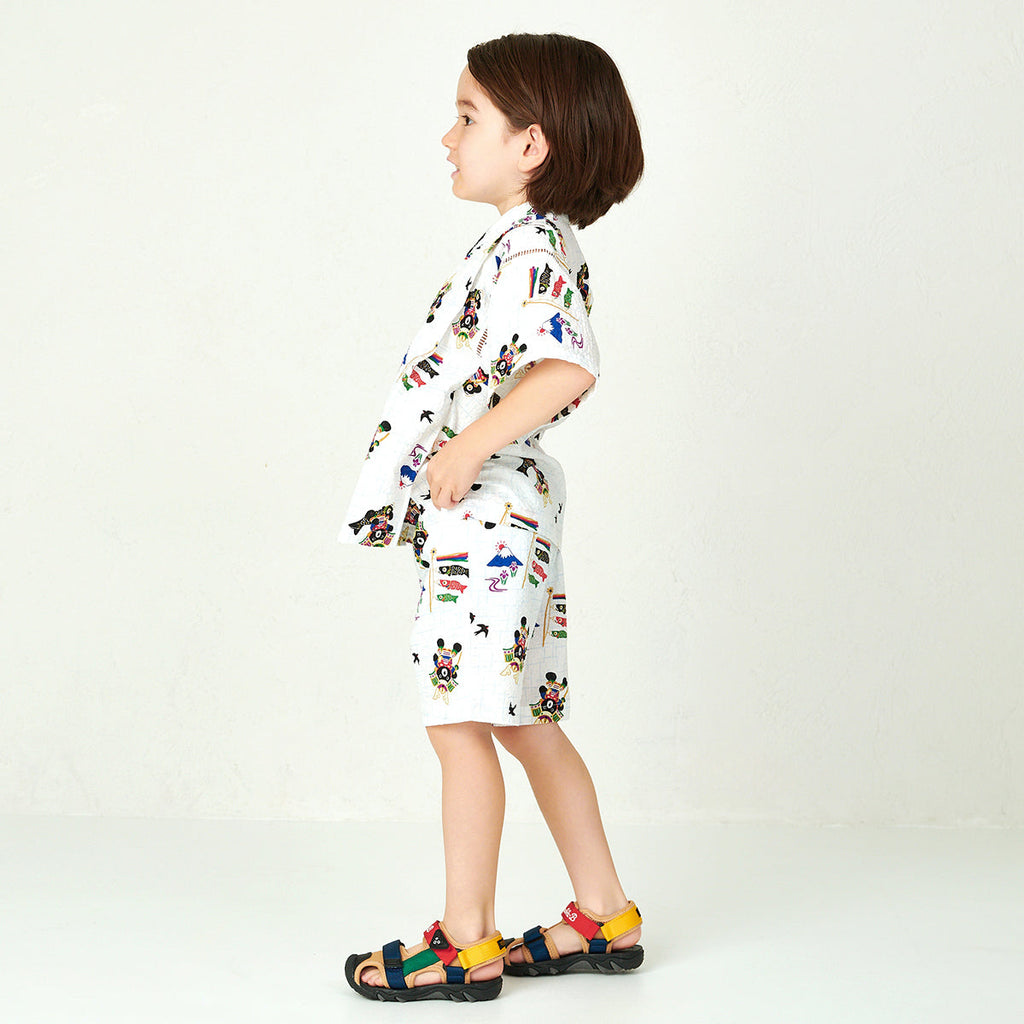 【日本製】MIKI HOUSE DOUBLE_B THE! JAPAN 鯉魚旗 頭盔 甚平套裝 白色
