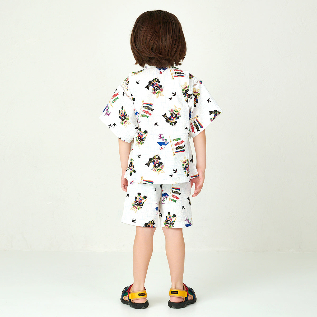 【日本製】MIKI HOUSE DOUBLE_B THE! JAPAN 鯉魚旗 頭盔 甚平套裝 白色