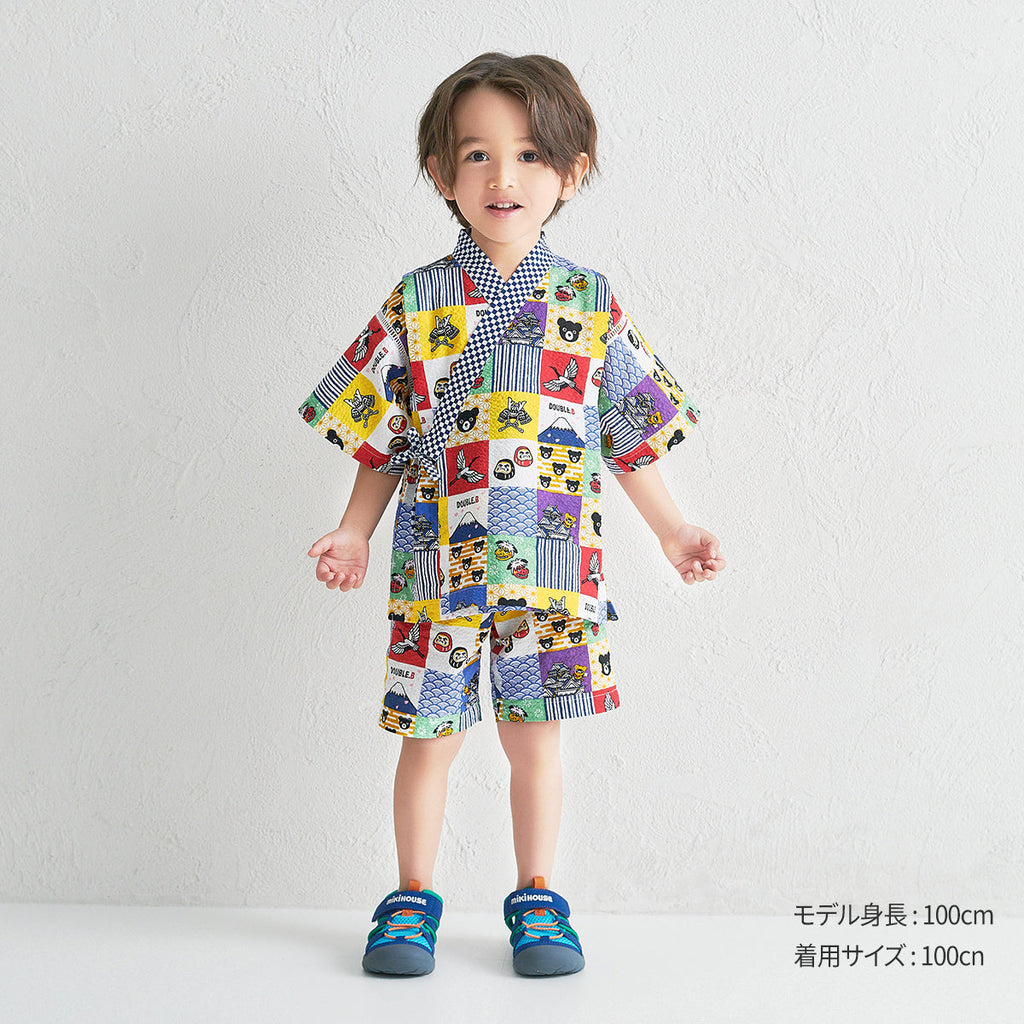 【日本製】MIKI HOUSE DOUBLE_B THE! JAPAN 日本吉祥物 市松格 甚平套裝 多色