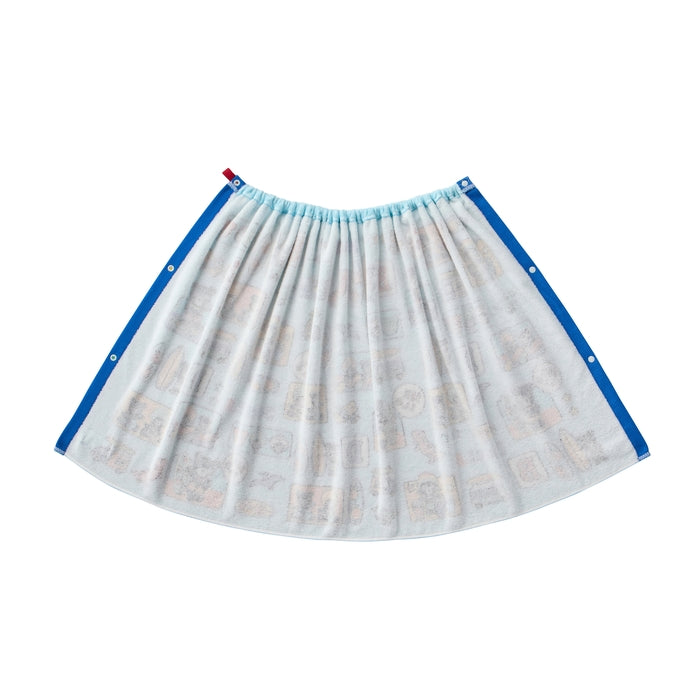 【日本製】MIKI HOUSE DOUBLE_B 我的最愛圖案 按扣 沙灘毛巾 120×60cm 藍色