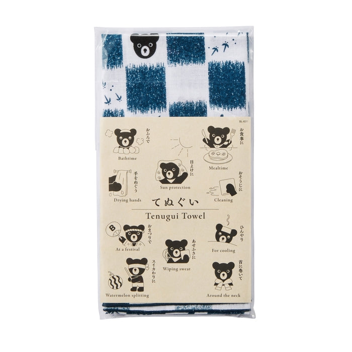【日本製】MIKI HOUSE DOUBLE_B THE! JAPAN 黑熊 手染日式手巾 34×90cm 純棉 3色