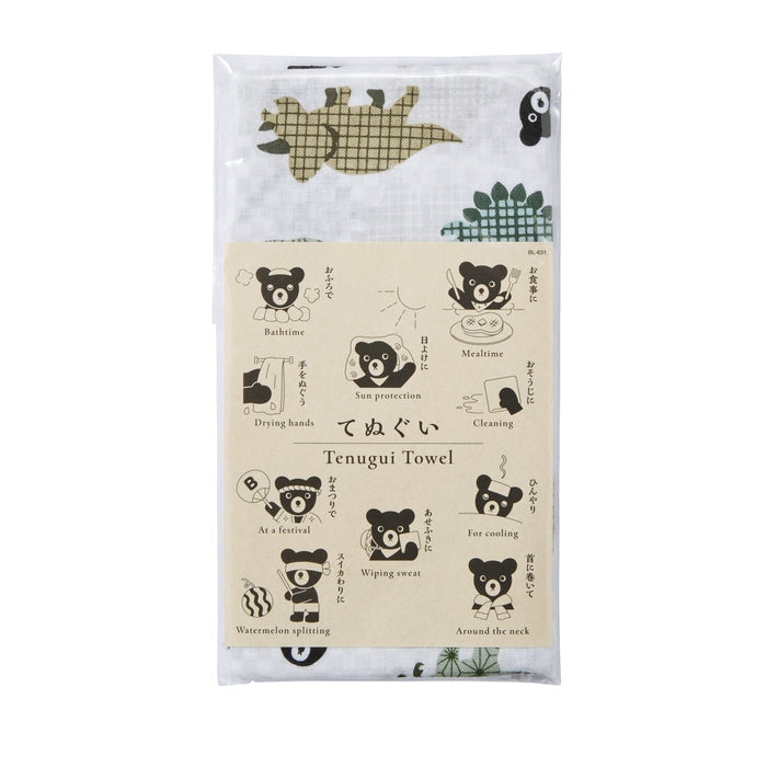 【日本製】MIKI HOUSE DOUBLE_B THE! JAPAN 黑熊 手染日式手巾 34×90cm 純棉 3色