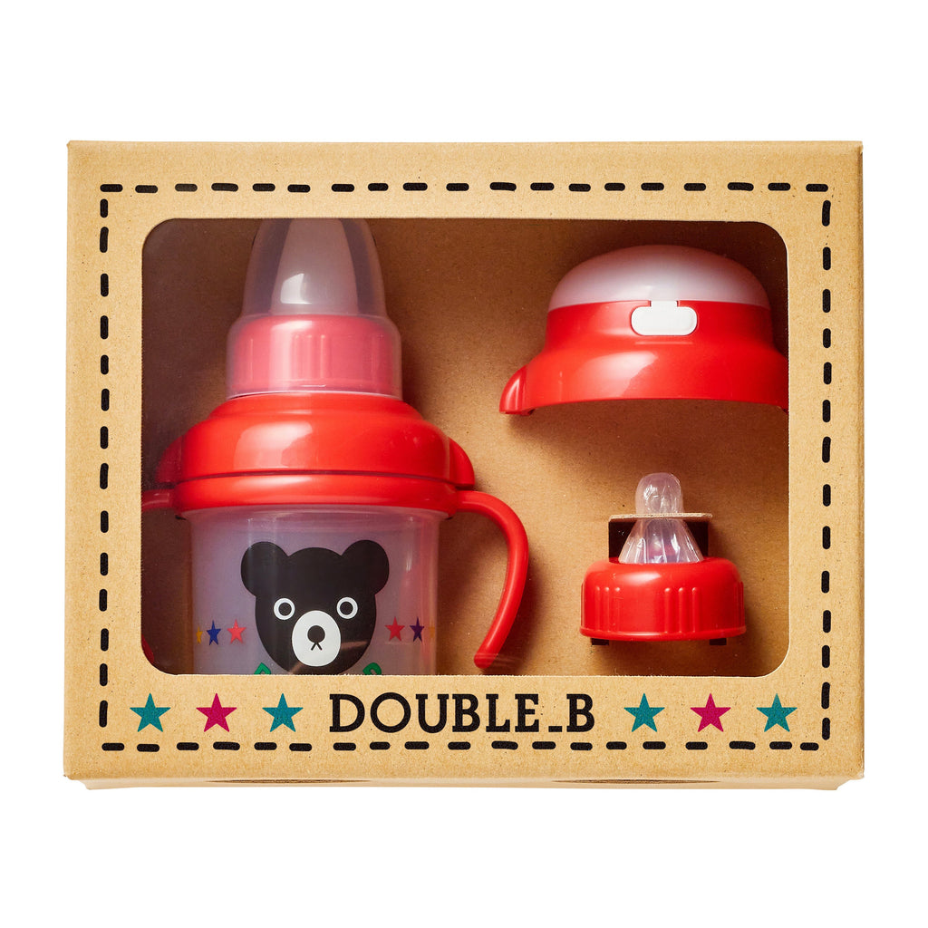 MIKI HOUSE DOUBLE_B 黑熊圖案學飲杯套裝 白色